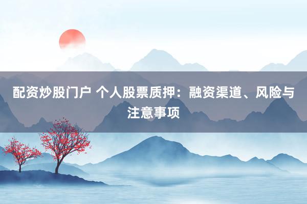 配资炒股门户 个人股票质押：融资渠道、风险与注意事项