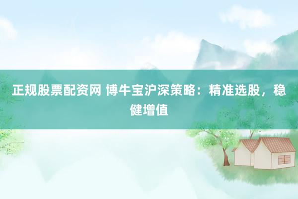 正规股票配资网 博牛宝沪深策略：精准选股，稳健增值