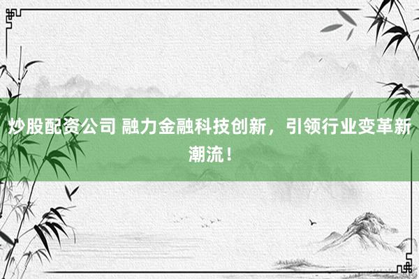 炒股配资公司 融力金融科技创新，引领行业变革新潮流！
