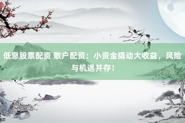 低息股票配资 散户配资：小资金撬动大收益，风险与机遇并存！