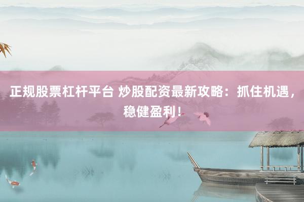 正规股票杠杆平台 炒股配资最新攻略：抓住机遇，稳健盈利！