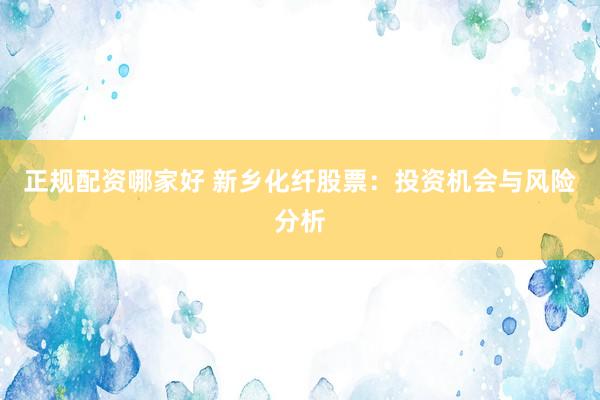 正规配资哪家好 新乡化纤股票：投资机会与风险分析