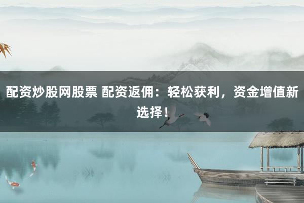 配资炒股网股票 配资返佣：轻松获利，资金增值新选择！