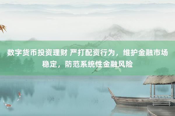 数字货币投资理财 严打配资行为，维护金融市场稳定，防范系统性金融风险
