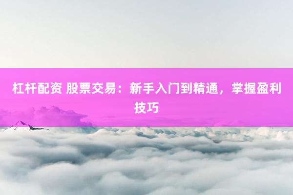杠杆配资 股票交易：新手入门到精通，掌握盈利技巧