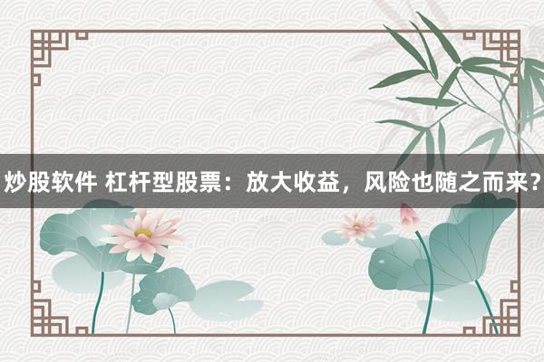 炒股软件 杠杆型股票:放大收益,风险也随之而来?