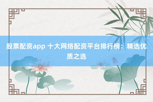 股票配资app 十大网络配资平台排行榜:精选优质之选