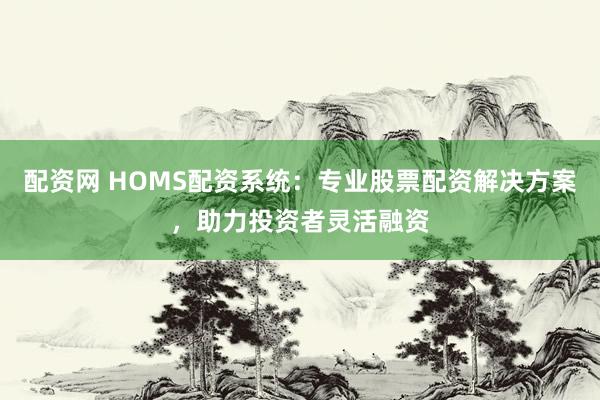 配资网 HOMS配资系统：专业股票配资解决方案，助力投资者灵活融资