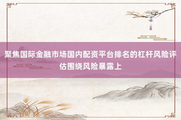 聚焦国际金融市场国内配资平台排名的杠杆风险评估围绕风险暴露上