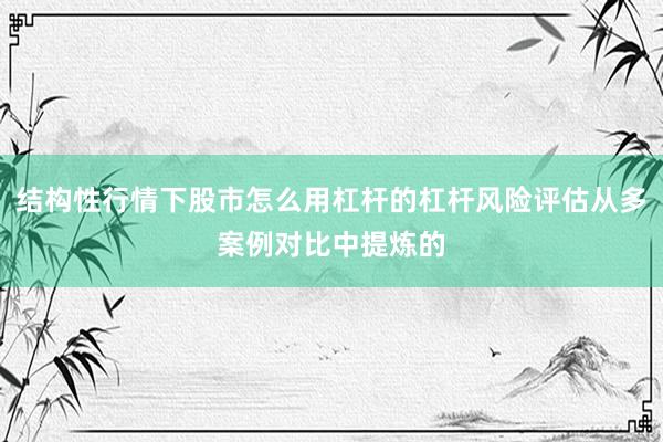 结构性行情下股市怎么用杠杆的杠杆风险评估从多案例对比中提炼的